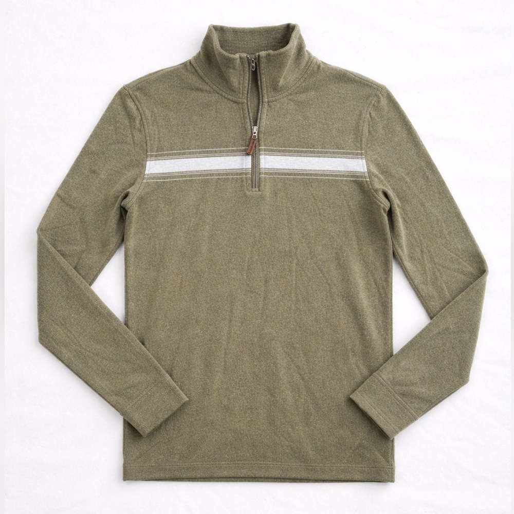Banana Republic Reversible Quarter Zip Sweater Mens Small Green Pullover 1/4 Zip